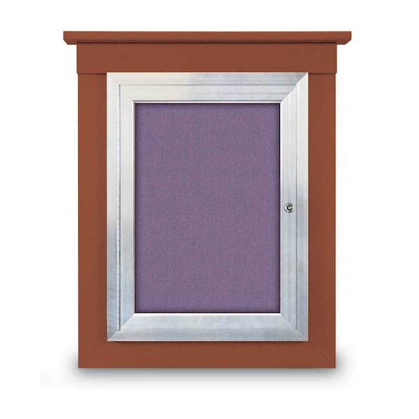 72"x48" 3-Door Enclosed Letterboard, Blue Felt/Lt Oak